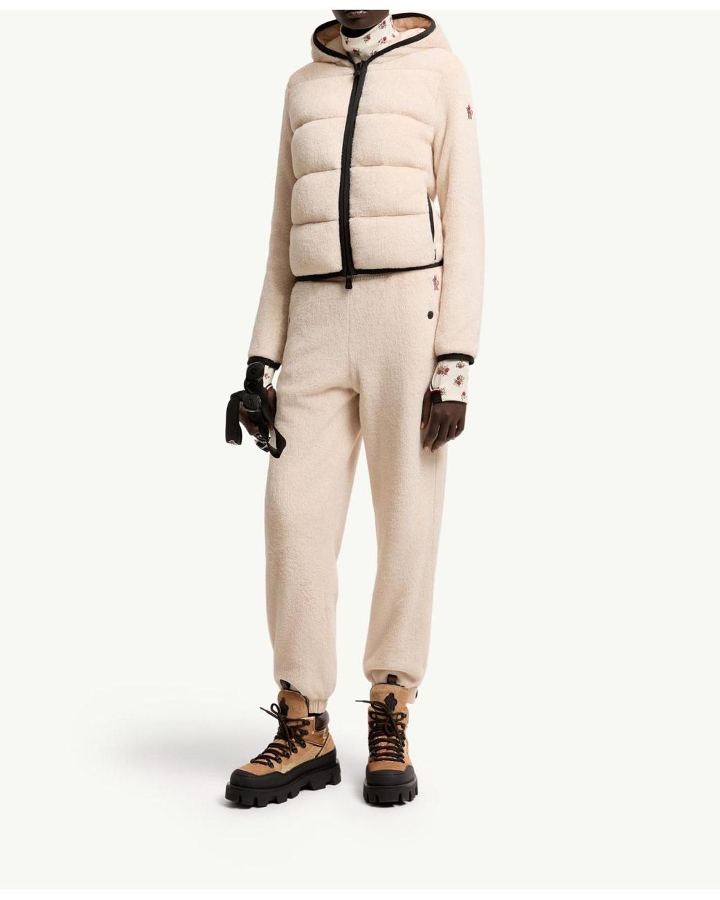 Moncler Natural Polartec Padded Zip-Up Hoodie