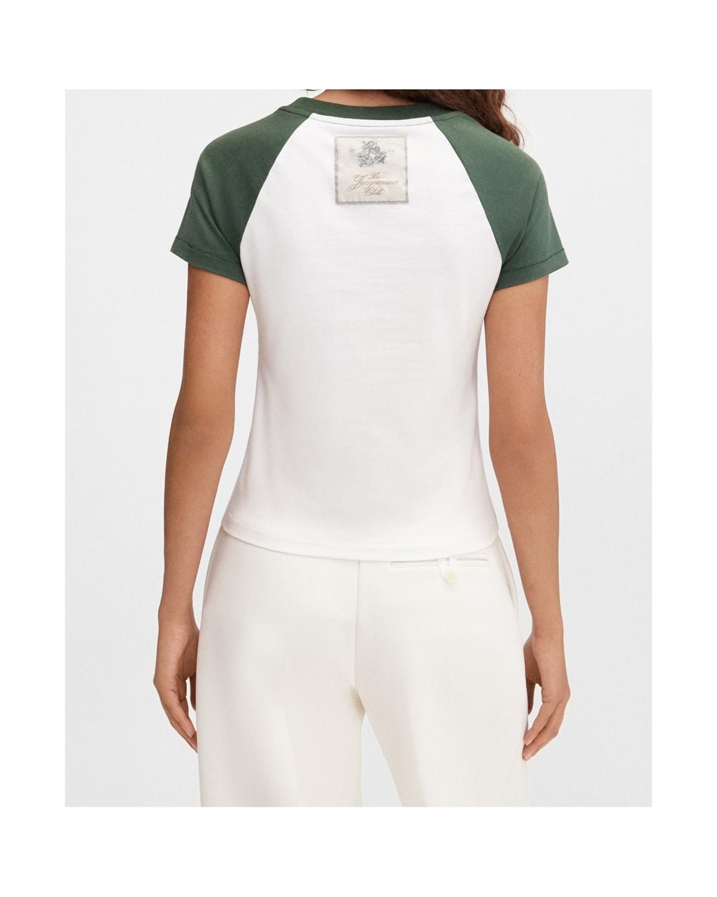 Jacquemus Green Cropped T-Shirt With Contrasting Raglan Sleeves