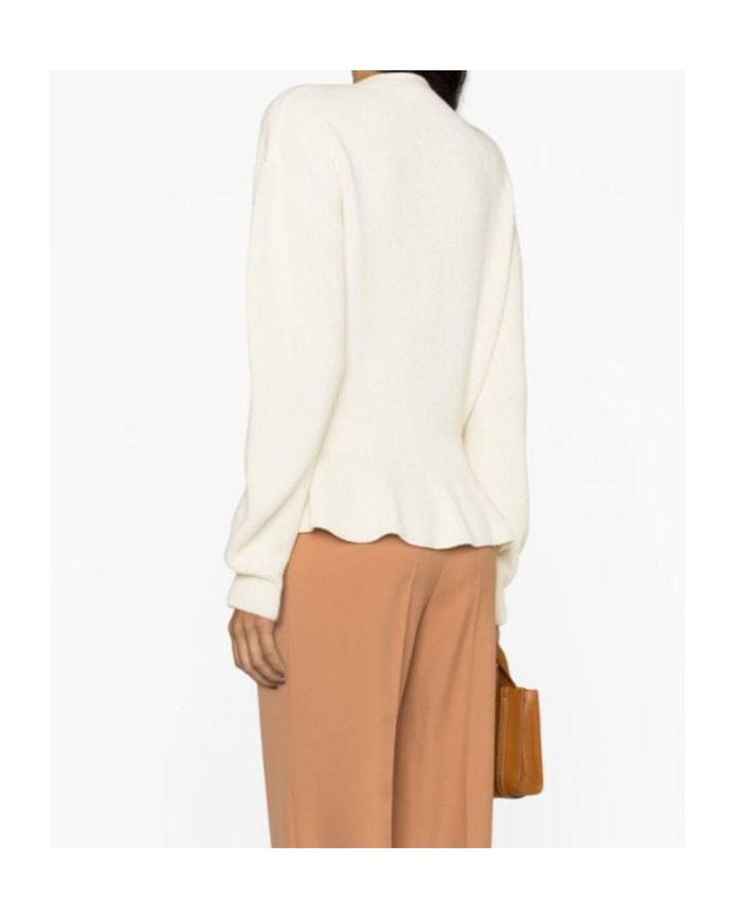 Chloé Natural Chloé Ruffled Knit Cardigan