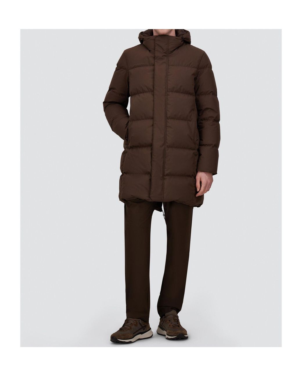 Herno Brown Hooded Down Jacket for men