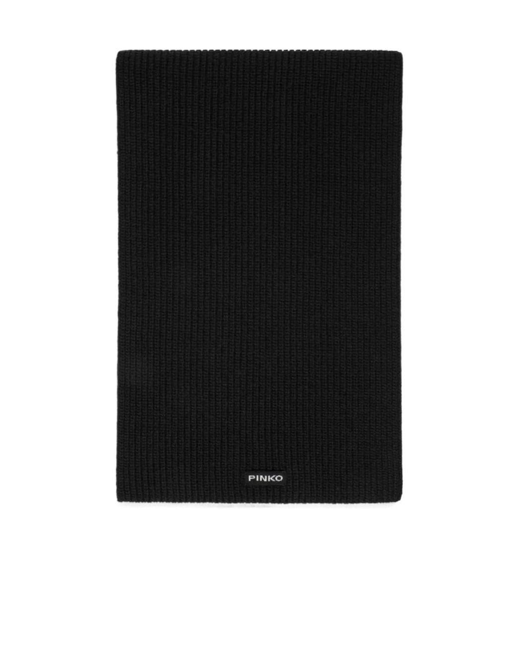Pinko Black Logo Patch Knitted Scarf