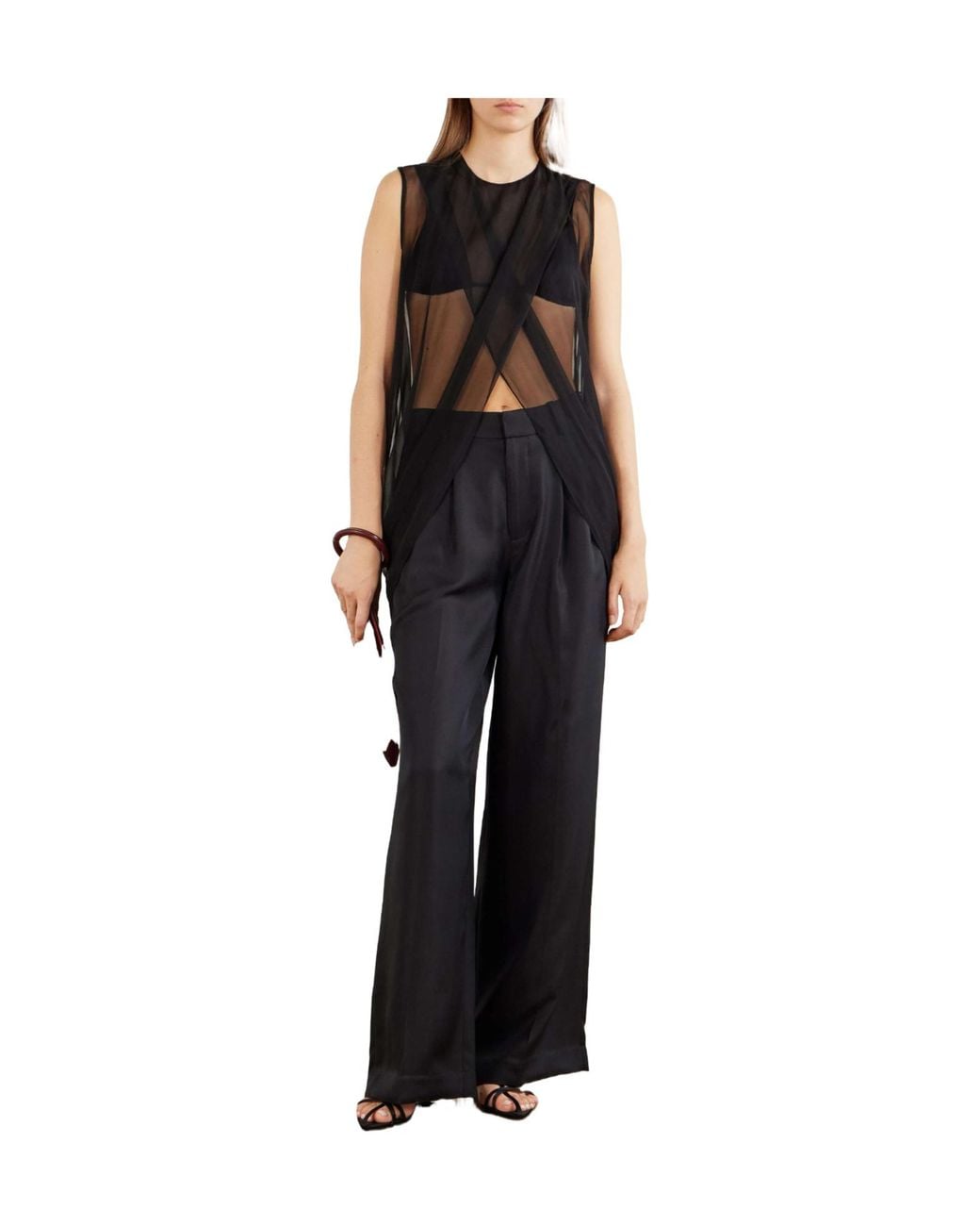 Sharon Wauchob Black Olga Layered Silk Tank