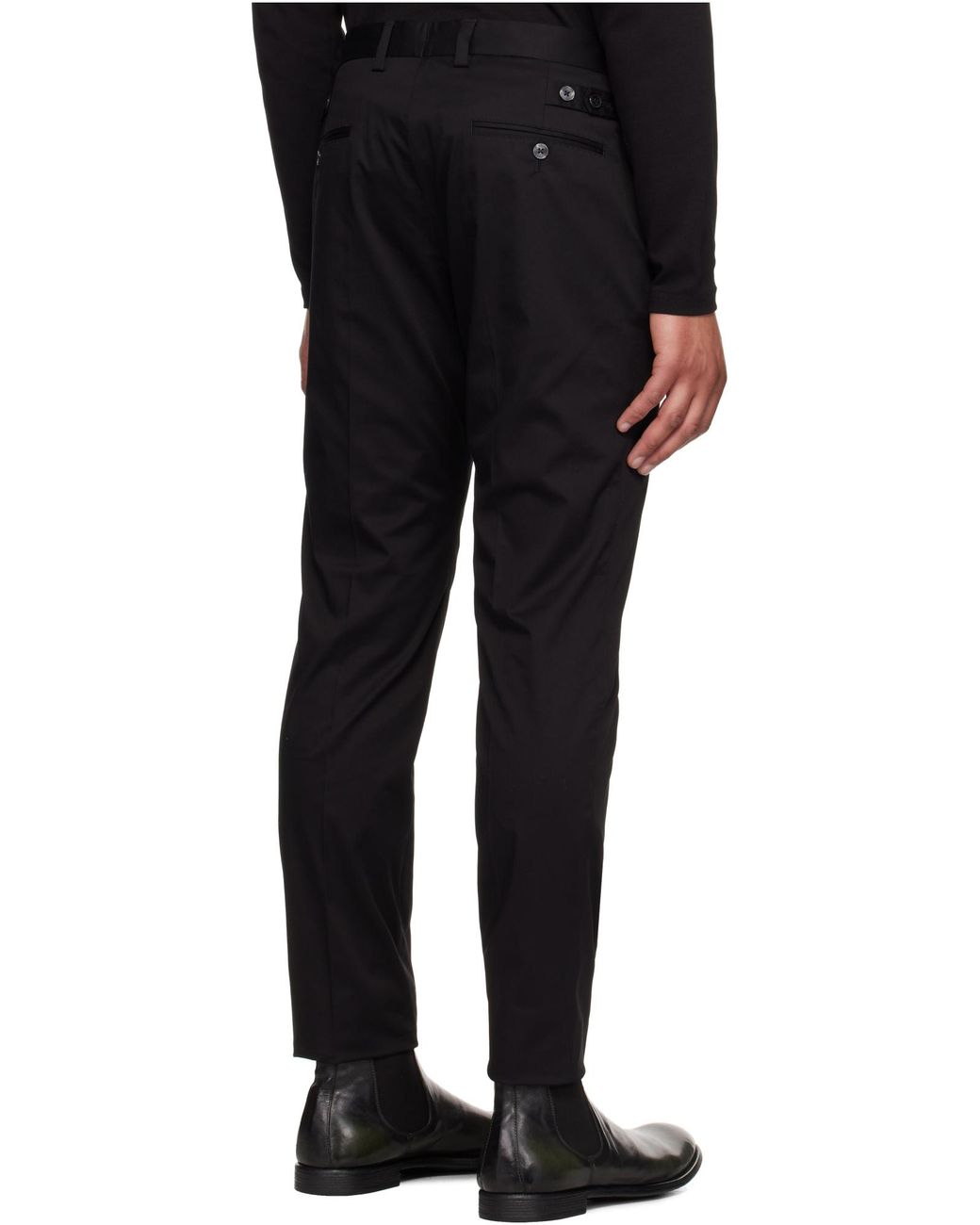 Dolce & Gabbana Black Pressed Crease Pants for men
