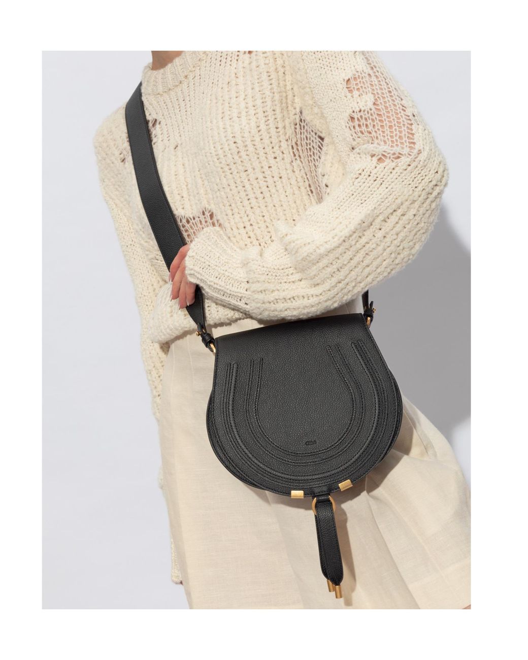 Chloé Black Chloé Marcie Saddle Crossbody Bag