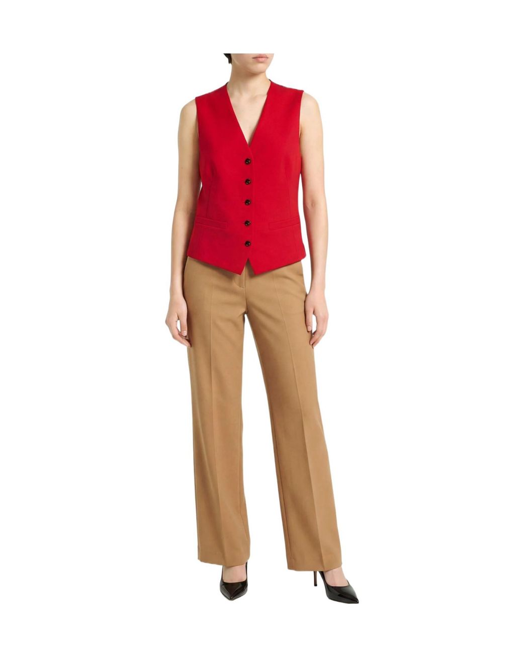Max Mara Red Single-Breasted Waistcoats