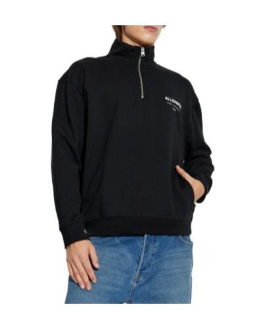 AllSaints Black Underground Zip Sweatshirt for men