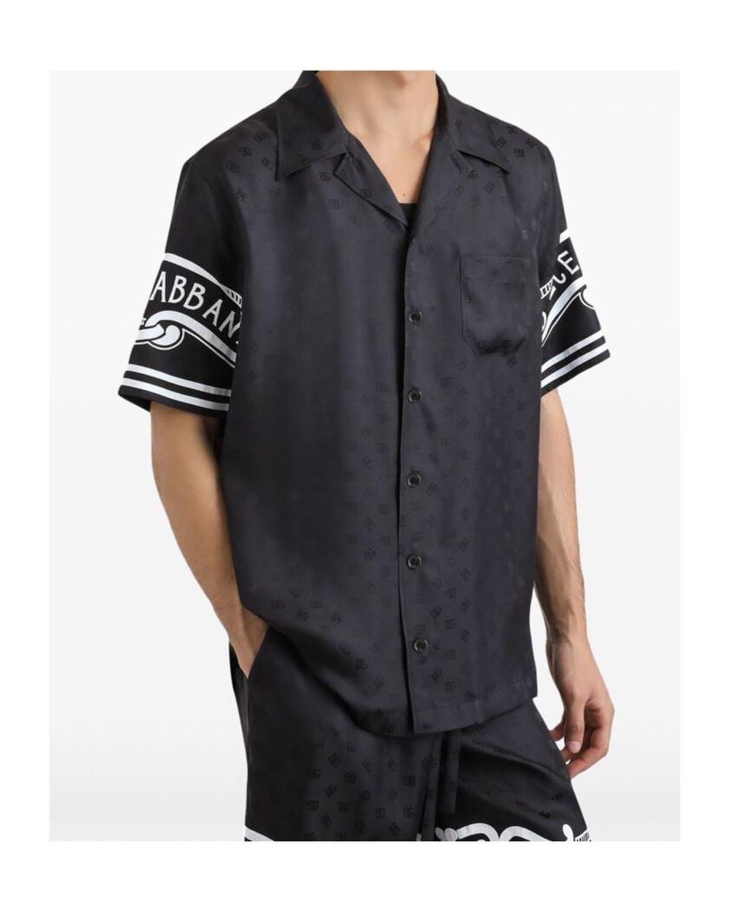 Dolce & Gabbana Black Bandanna Printed Denim Shirt for men