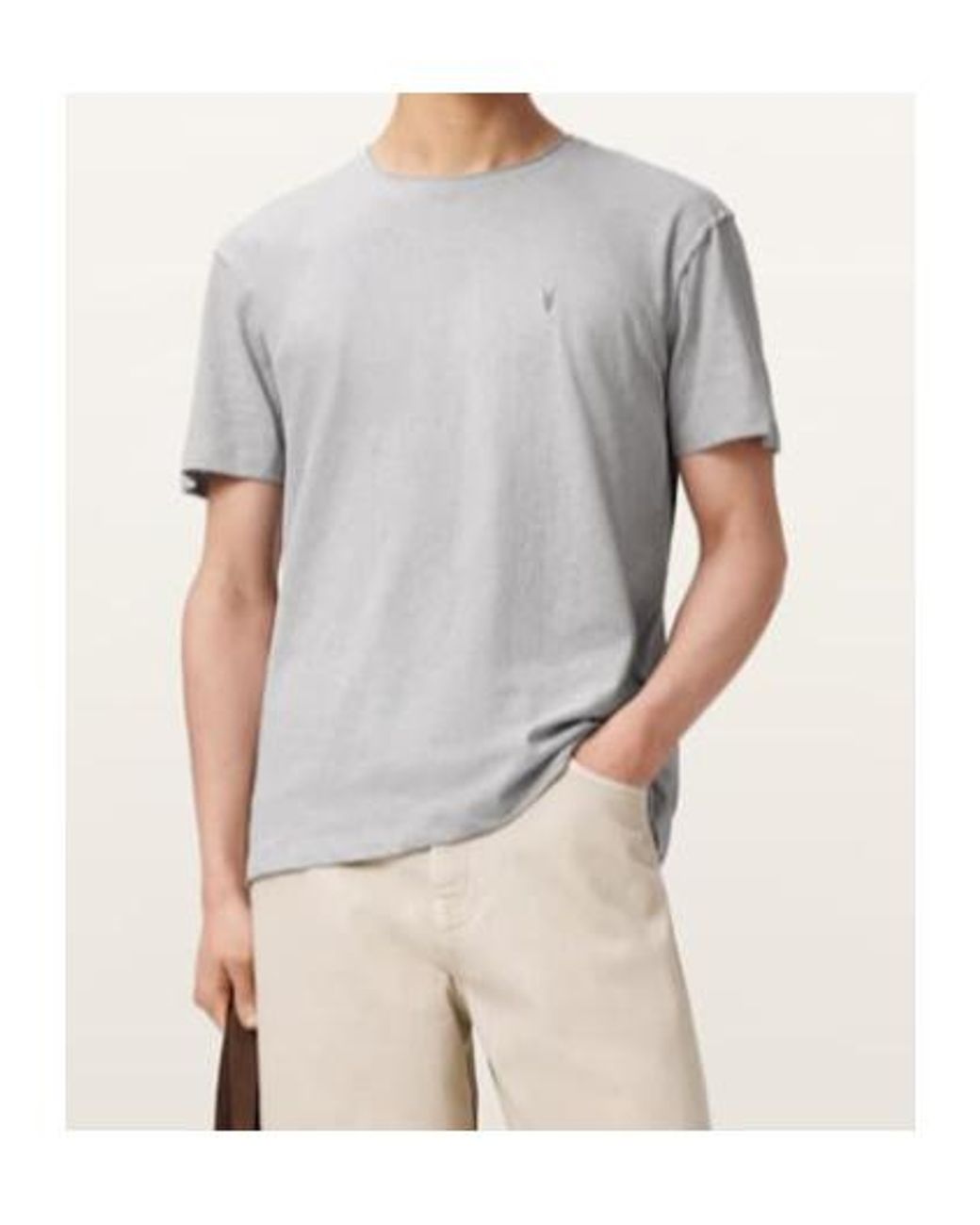 AllSaints Gray Flax Short Sleeve Ramskull T-Shirt for men