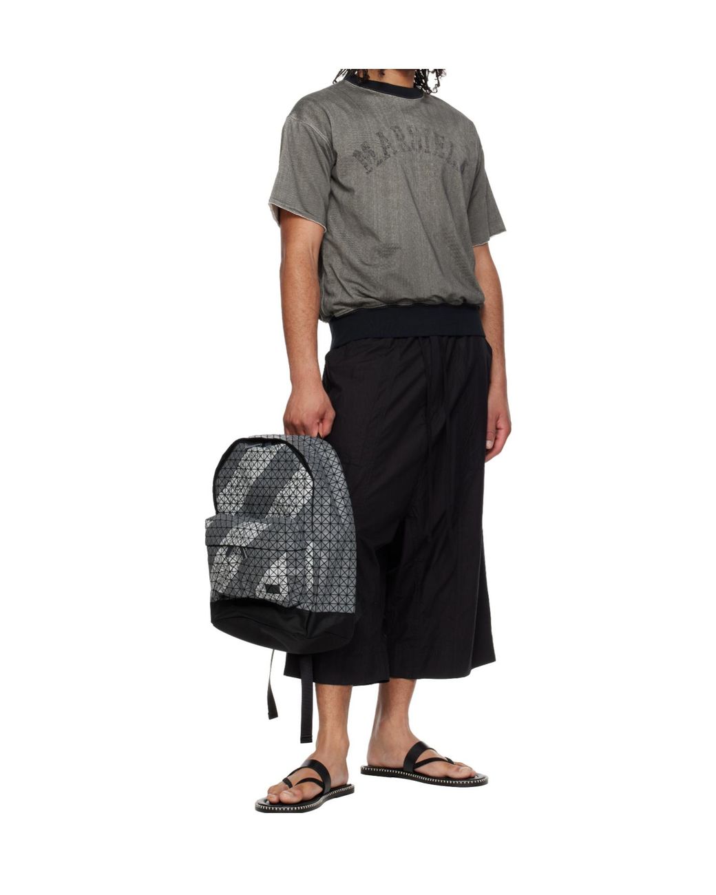 Issey Miyake Gray Geometric-Panelled Backpack for men