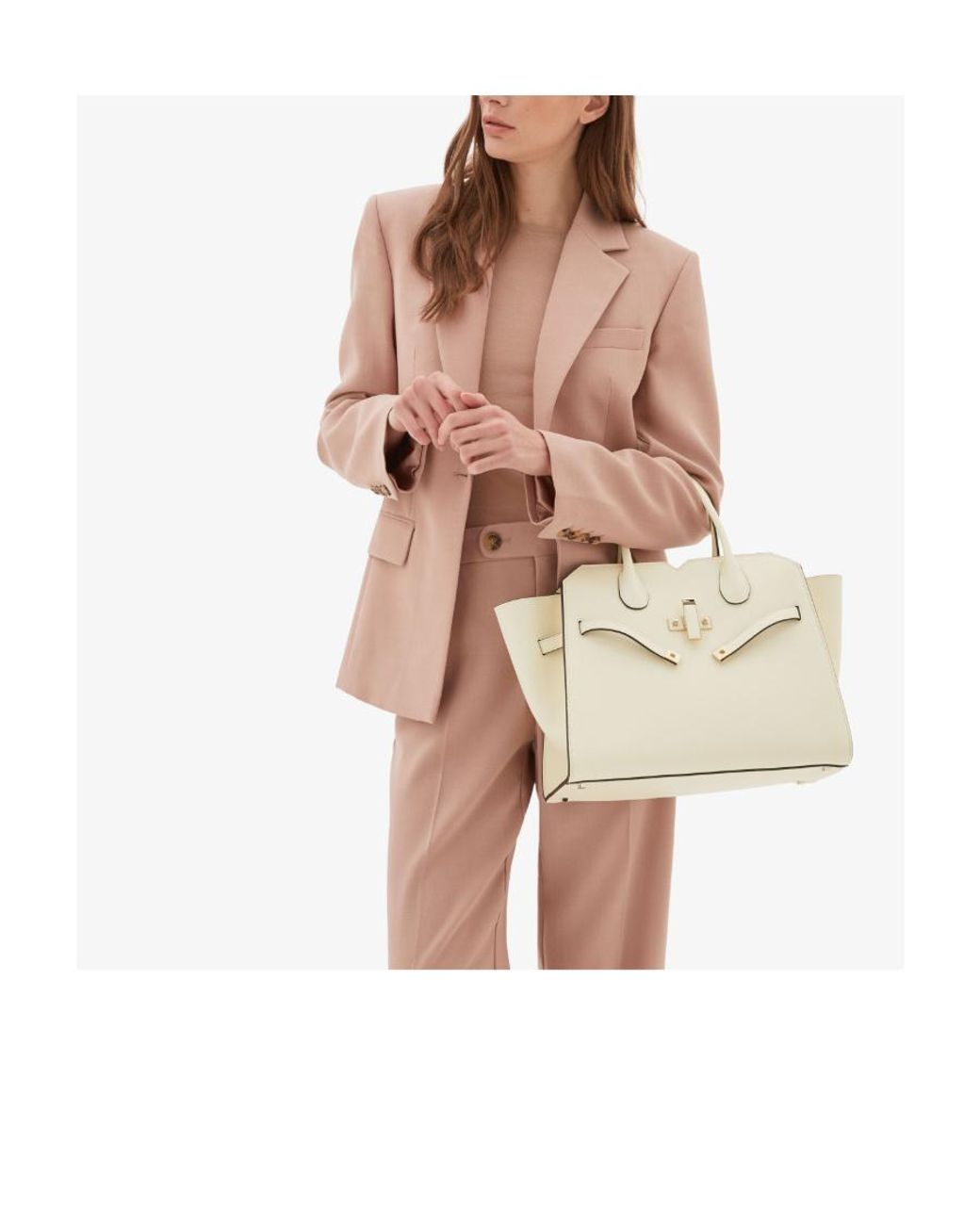Valextra Natural Medium Milano Leather Tote Bag