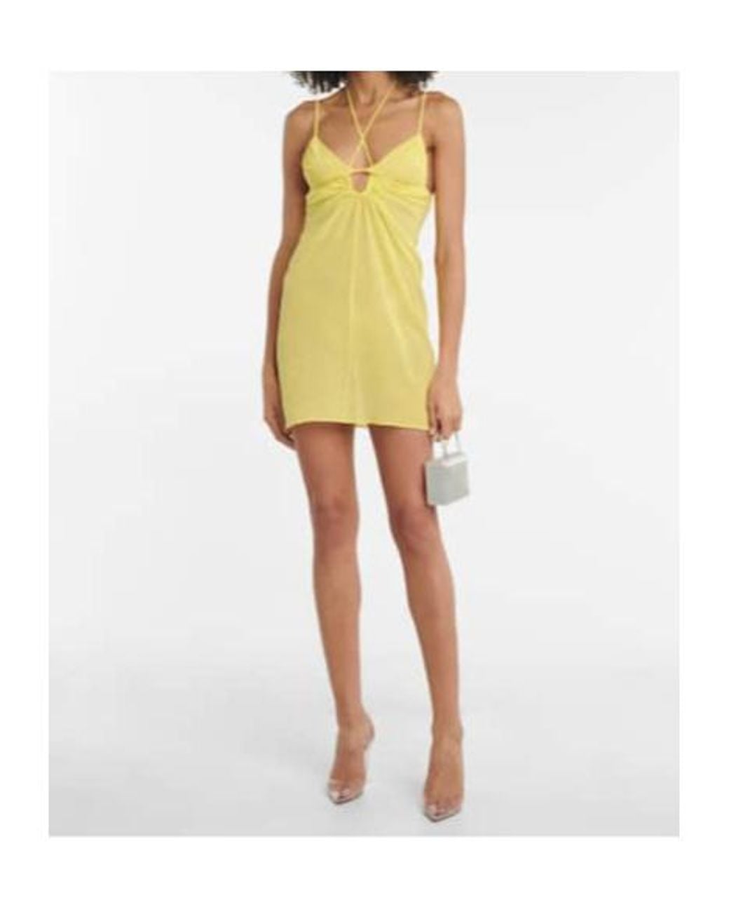Nensi Dojaka Yellow Cutout Halterneck Minidress