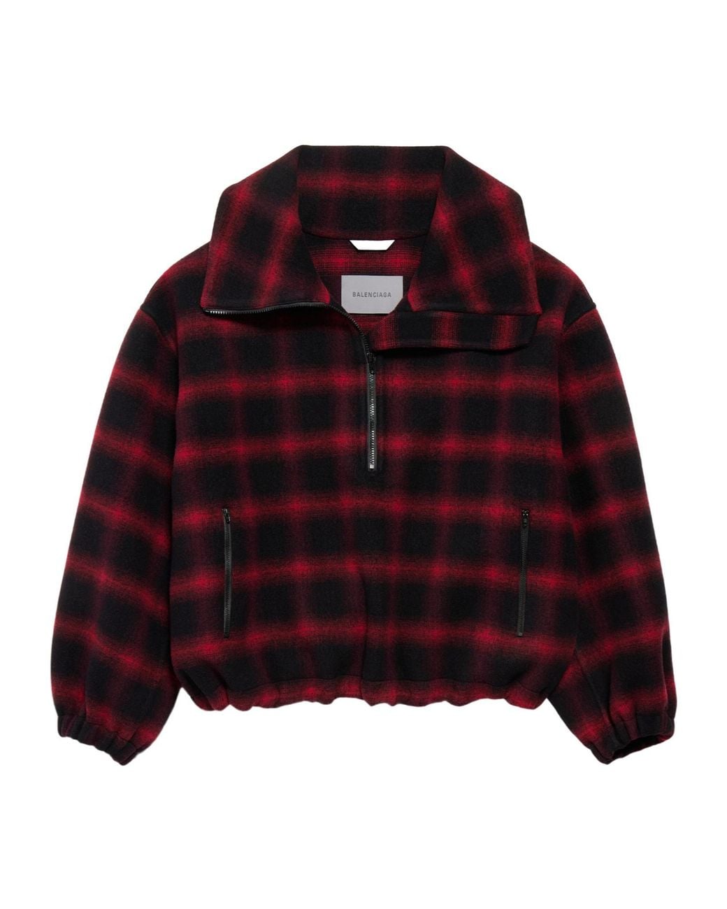 Balenciaga Red Half Zip Checked Oversized Jacket for men