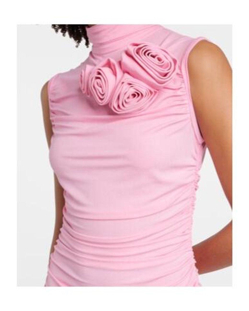 Magda Butrym Pink Floral Appliqué Knit Midi Dress