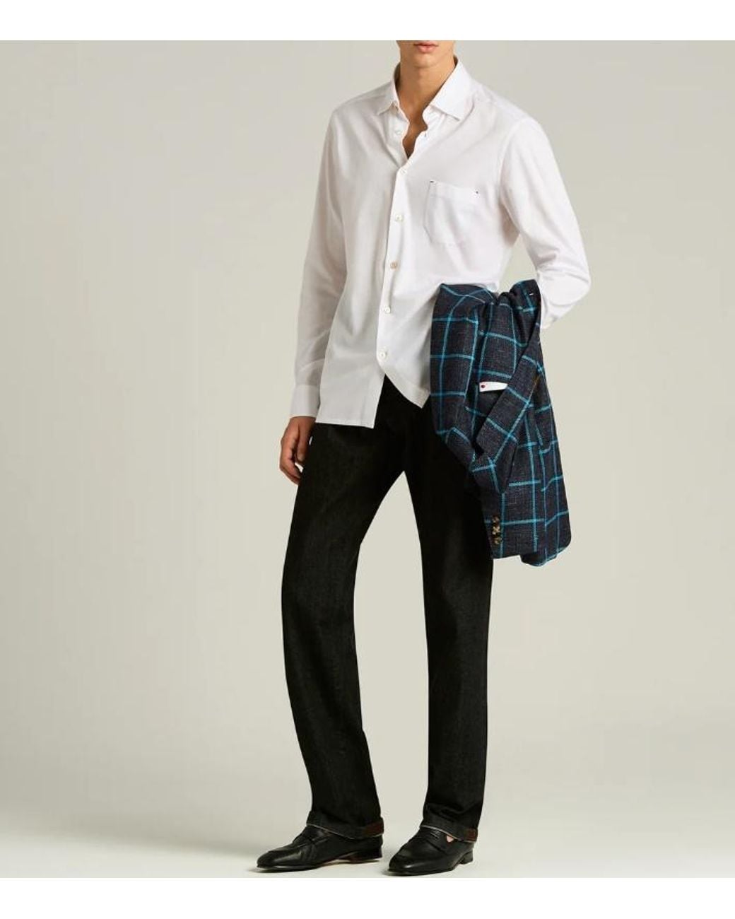 Kiton White Long Sleeve Casual Shirt for men