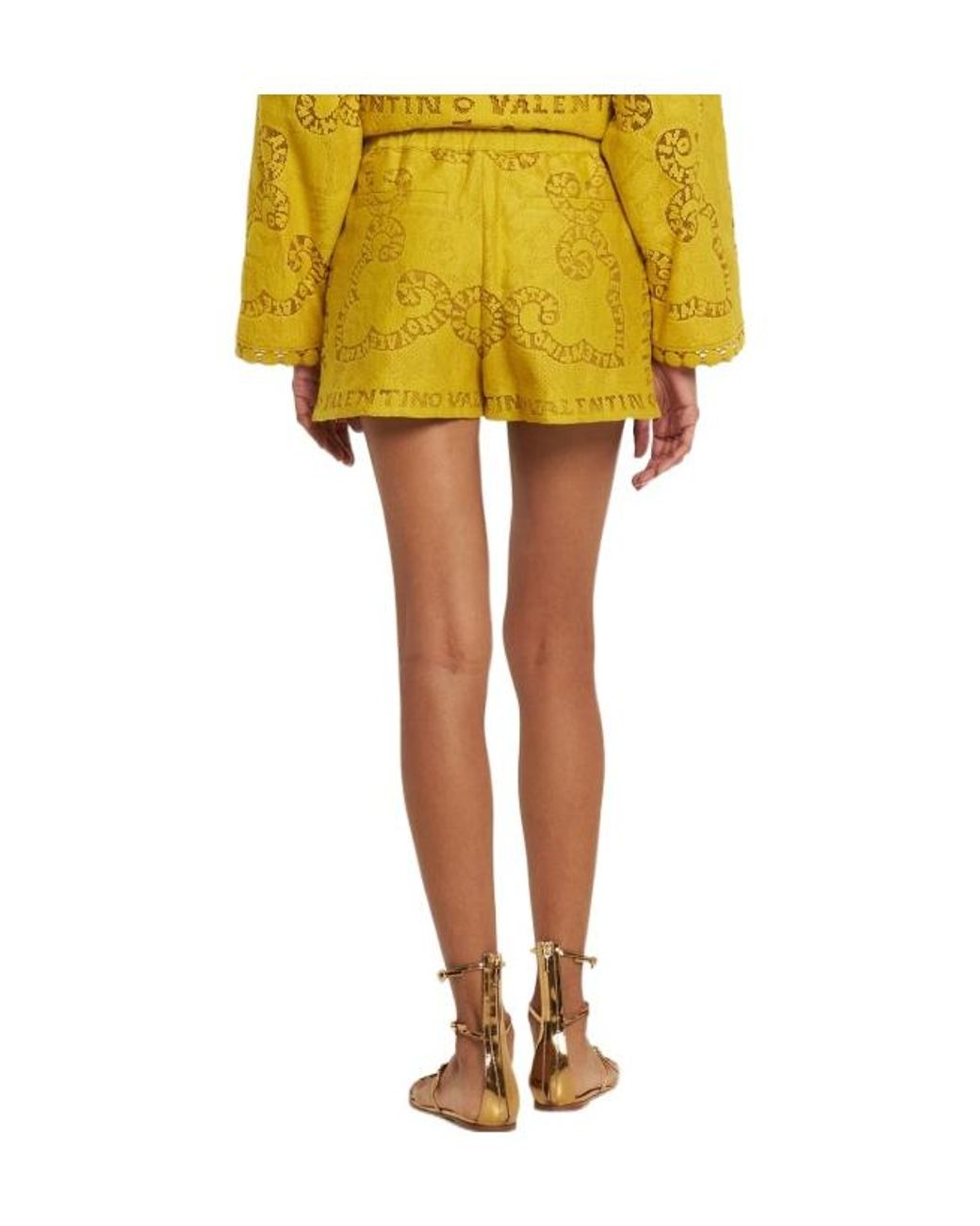 Valentino Yellow Shorts With Embroidered Details