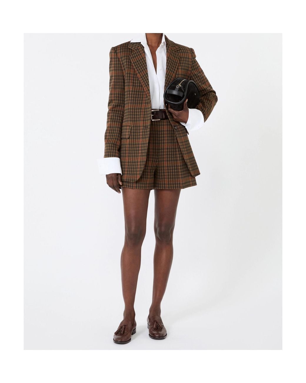 Max Mara Brown Mxmparata Checked Shorts