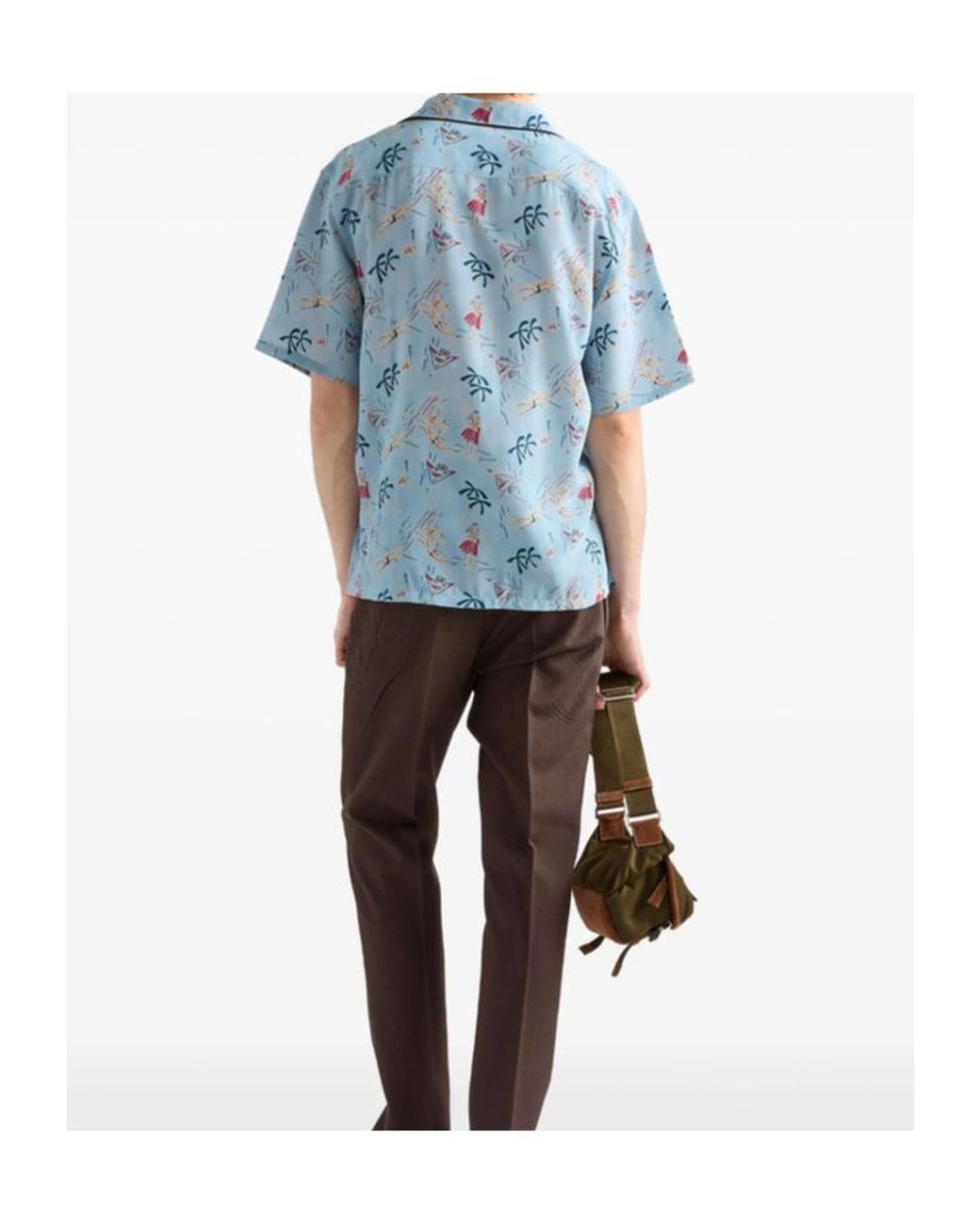 Prada Blue Graphic Printed Short-Sleeved Shirt for men