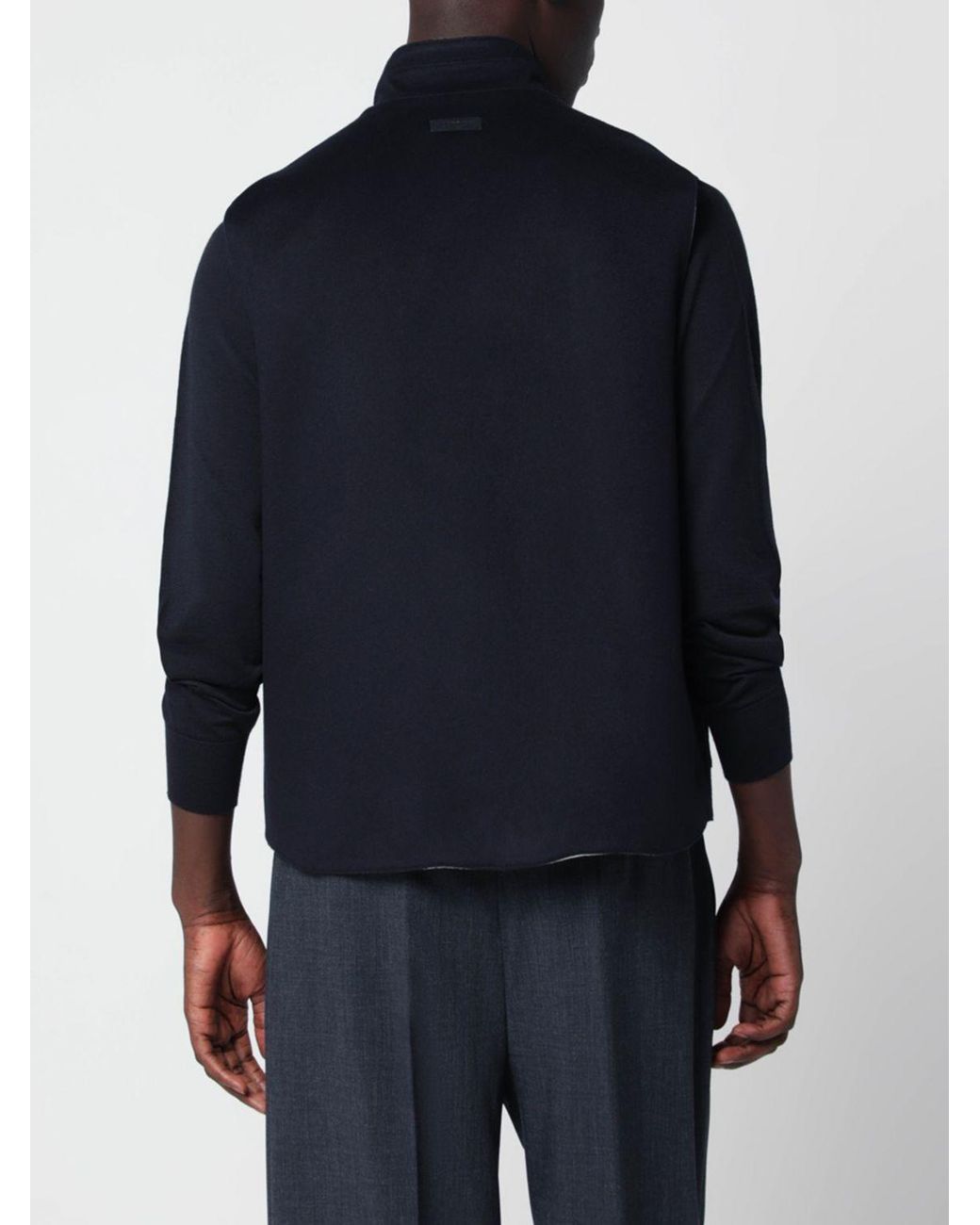 Lardini Blue Zip-Up High Collar Vest for men