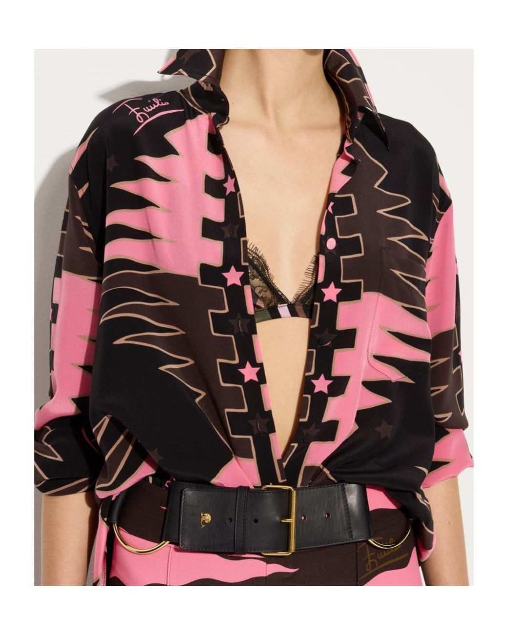 Emilio Pucci Red Valdimontone Print Oversized Silk Shirt