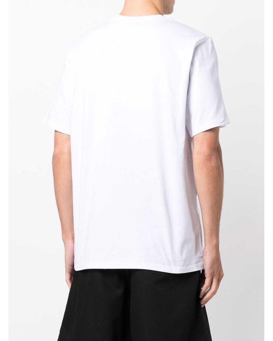 MSGM White Logo Print Cotton T Shirt for men