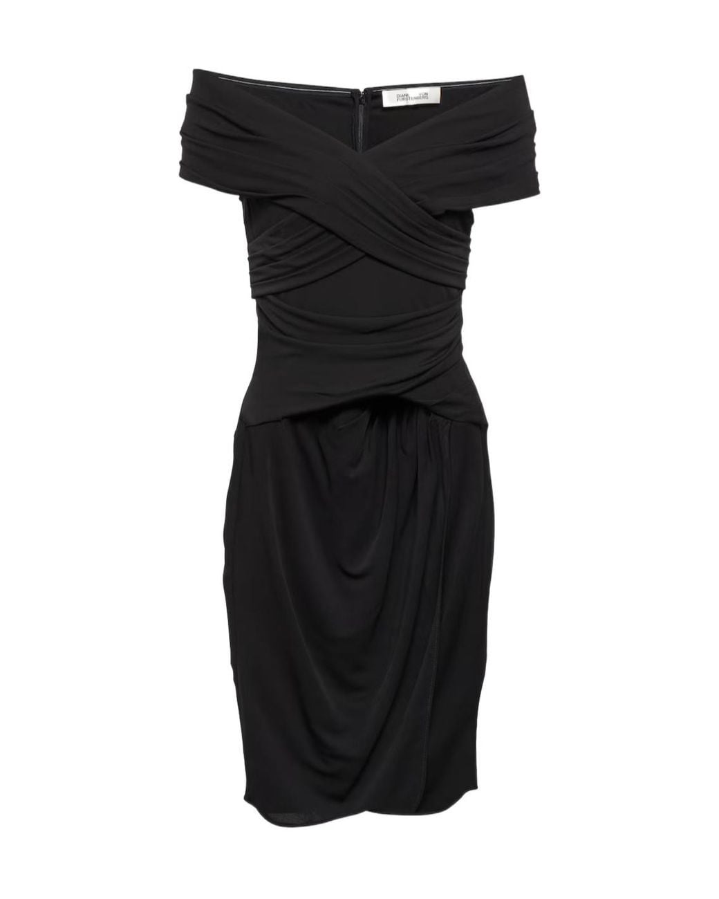 Diane von Furstenberg Black Off-Shoulder Jersey Minidress