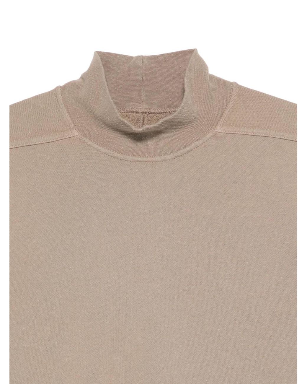Rick Owens Natural Drkshdw Mock-Neck Frayed-Hem Sweater for men