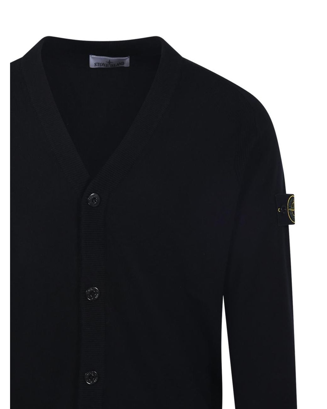 Stone Island Black V-Neck Button-Up Cardigan for men