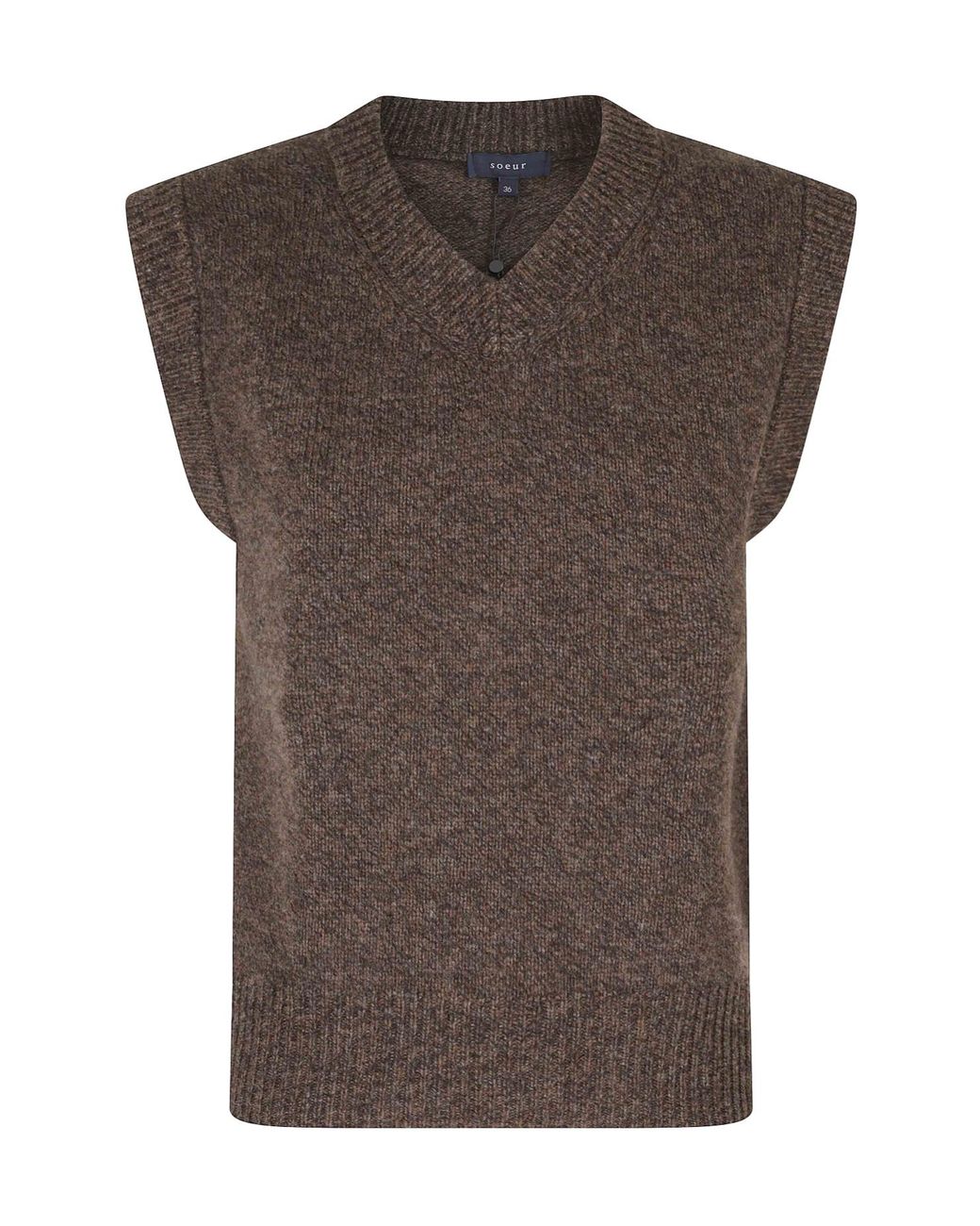 Soeur Brown Ribbed V-Neck Sweater
