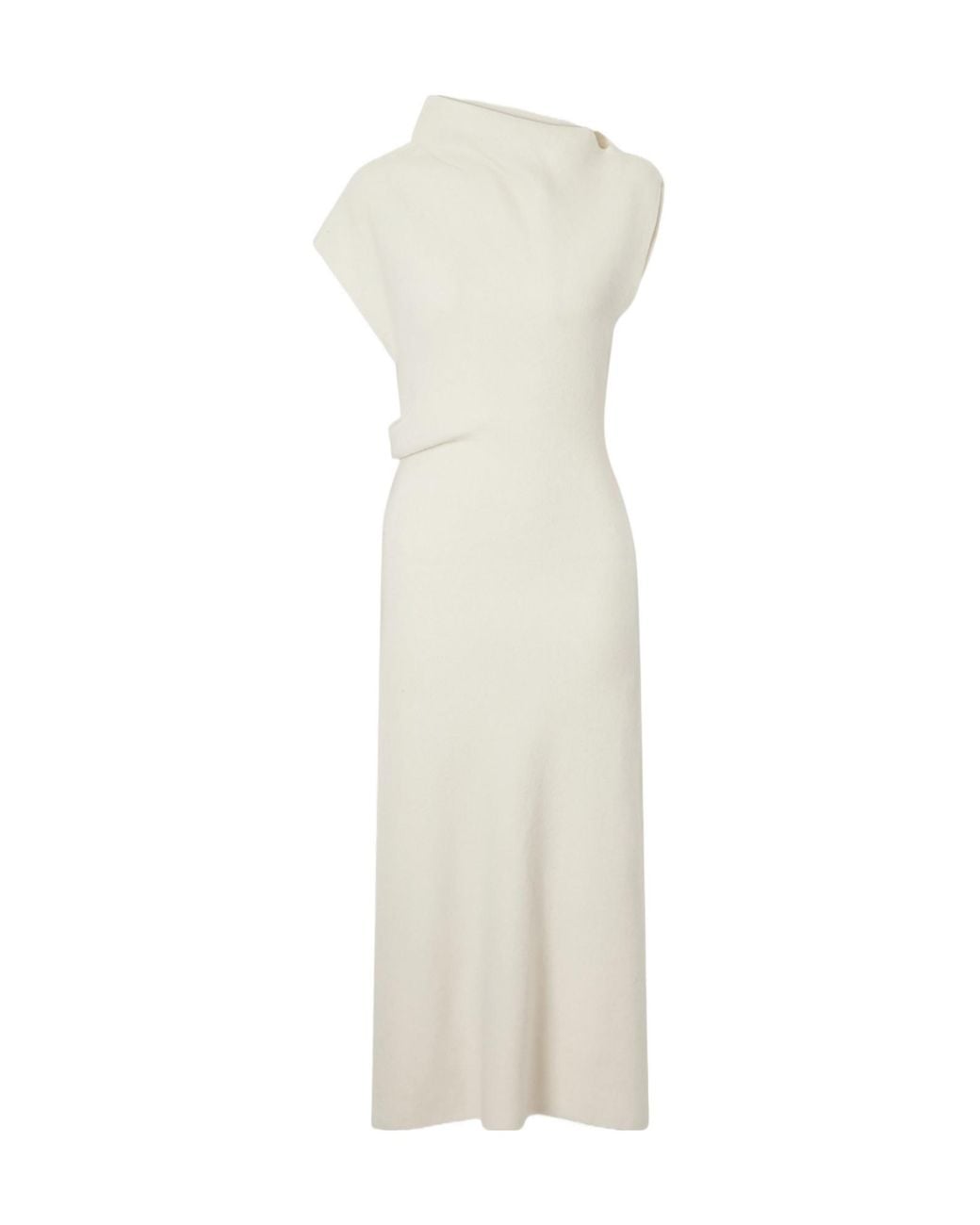 Proenza Schouler White Asymmetric Wool-Blend Midi Dress