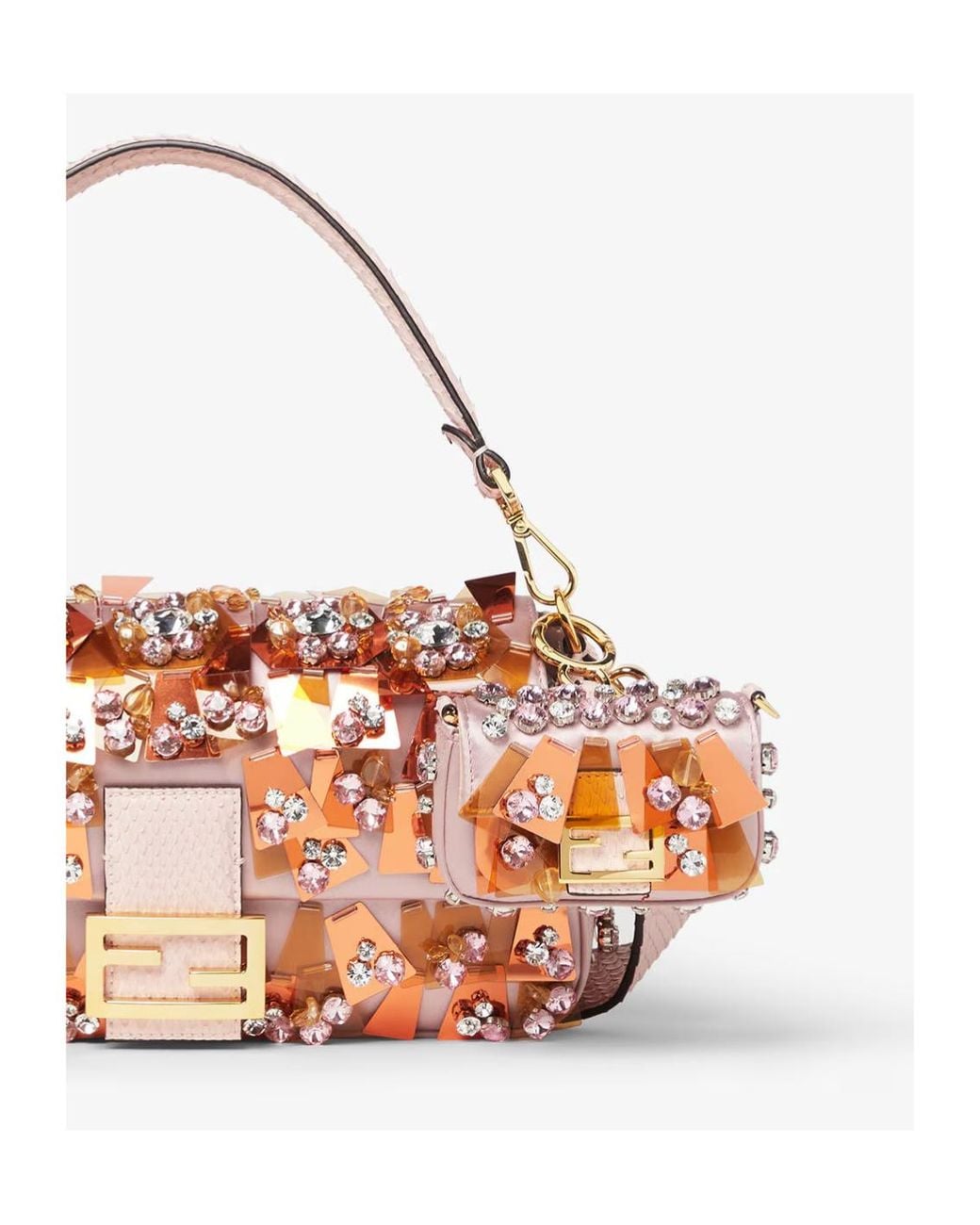 Fendi Pink Satin Charm With Appliqués