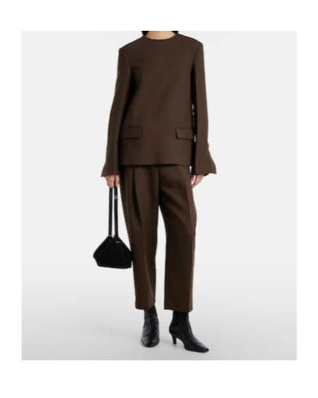 Totême Brown Pleated Cropped Straight Pants