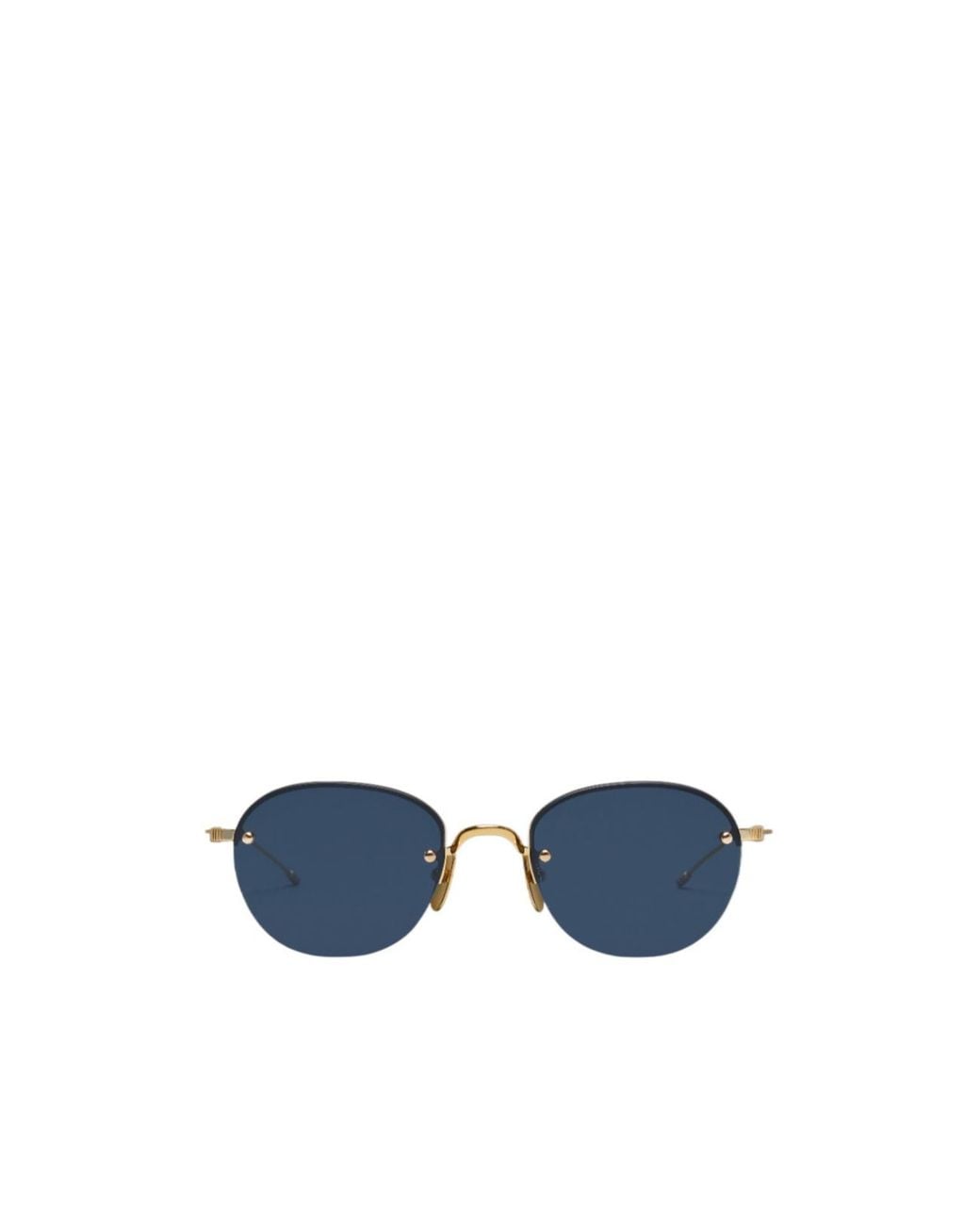 Thom Browne Blue Eyewear Semi Rimless Oval Sunglasses for men