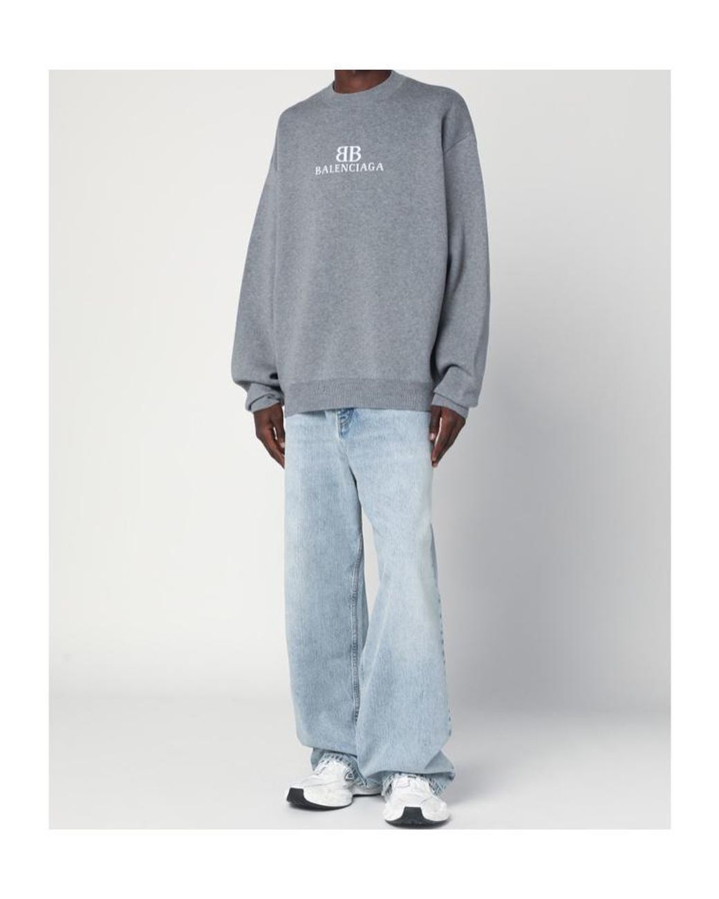 Balenciaga Gray Bb Knitted Oversized Sweater for men