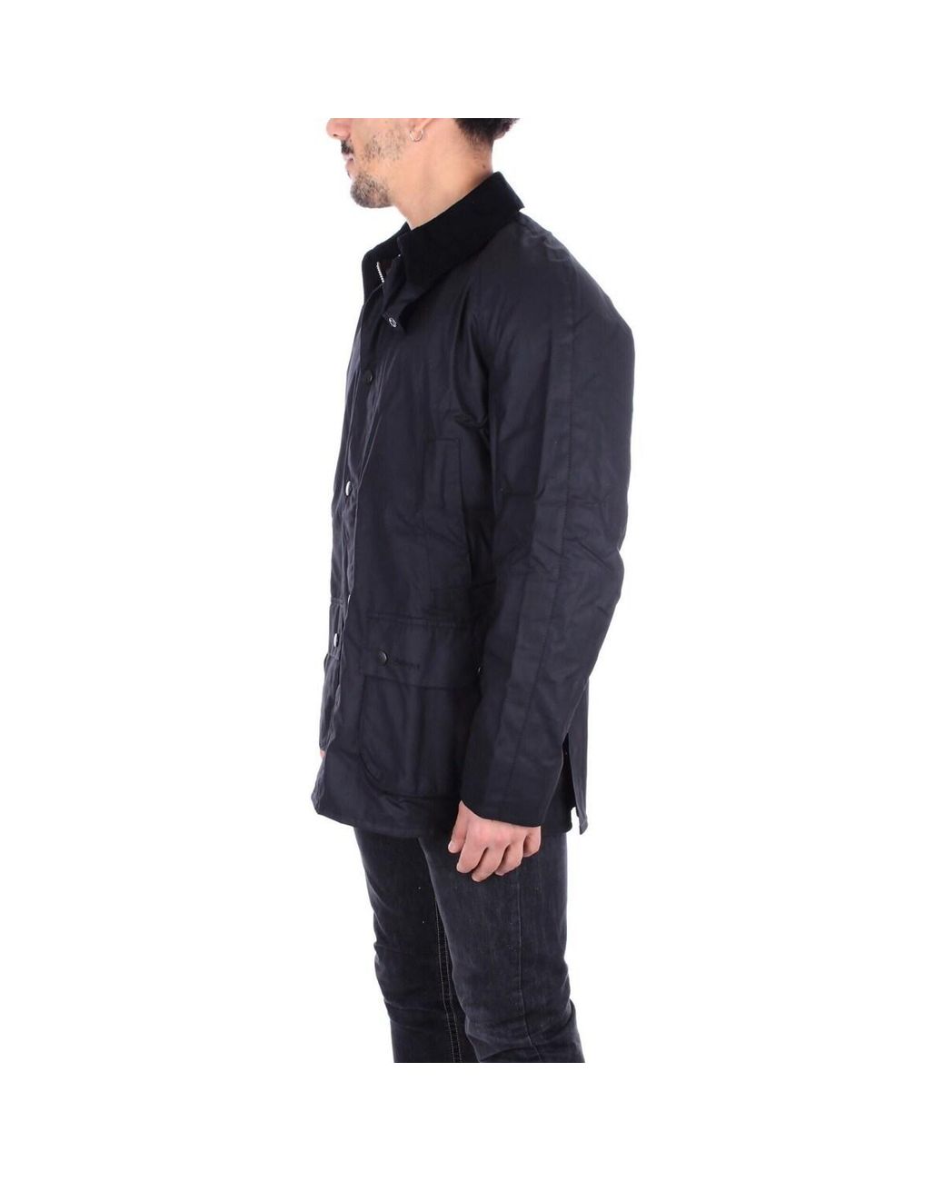 Barbour Black Ashby Waxed Button-Up Jacket for men
