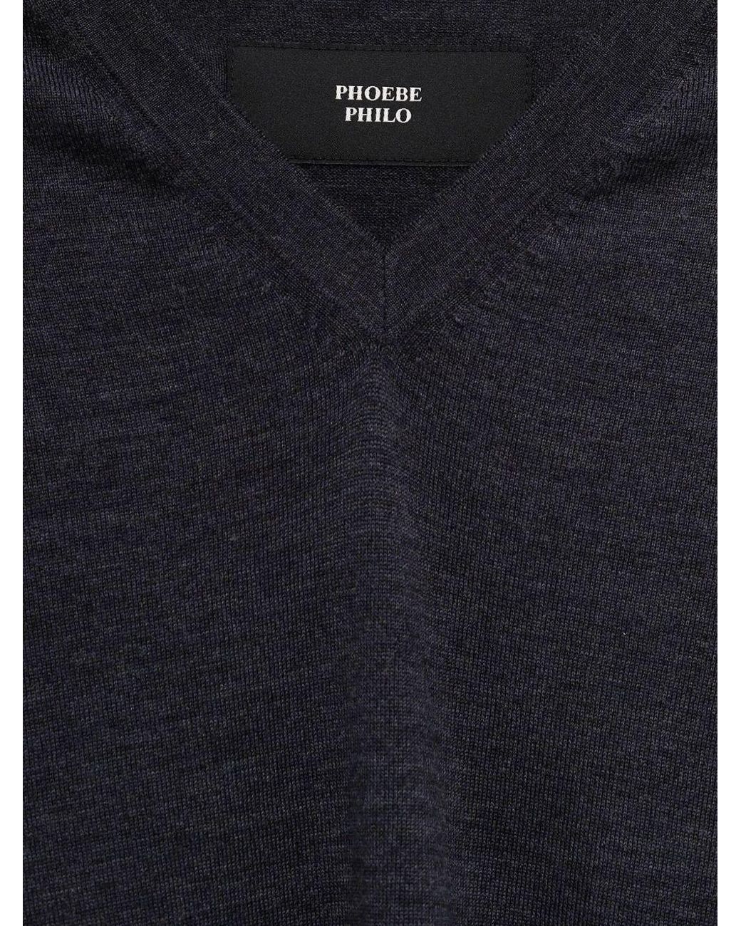 Phoebe Philo Blue V-Neck Wool Sweater