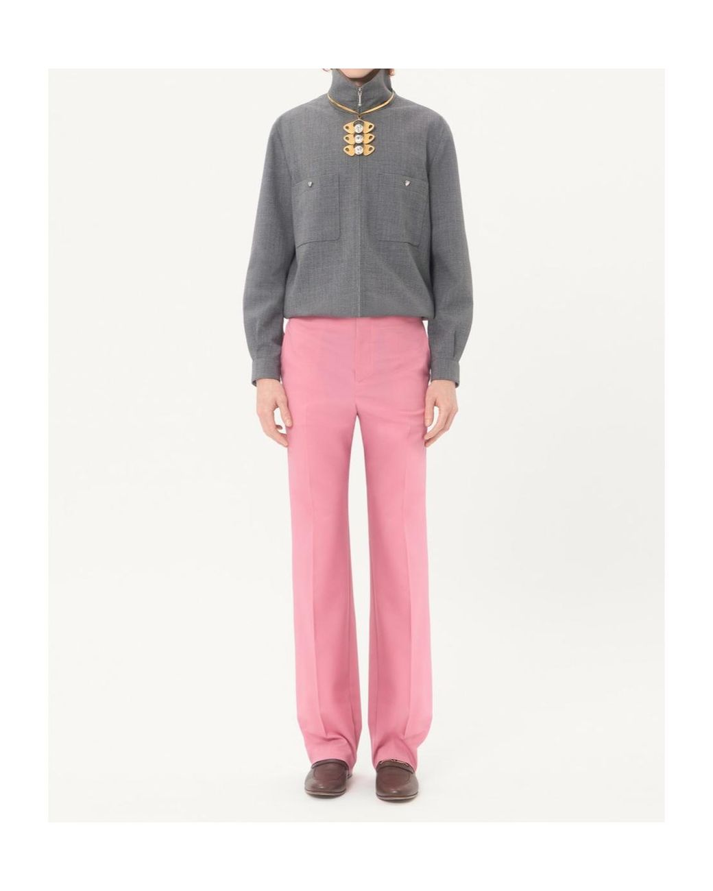 Valentino Gray Zip-Up High Neck Jacket for men