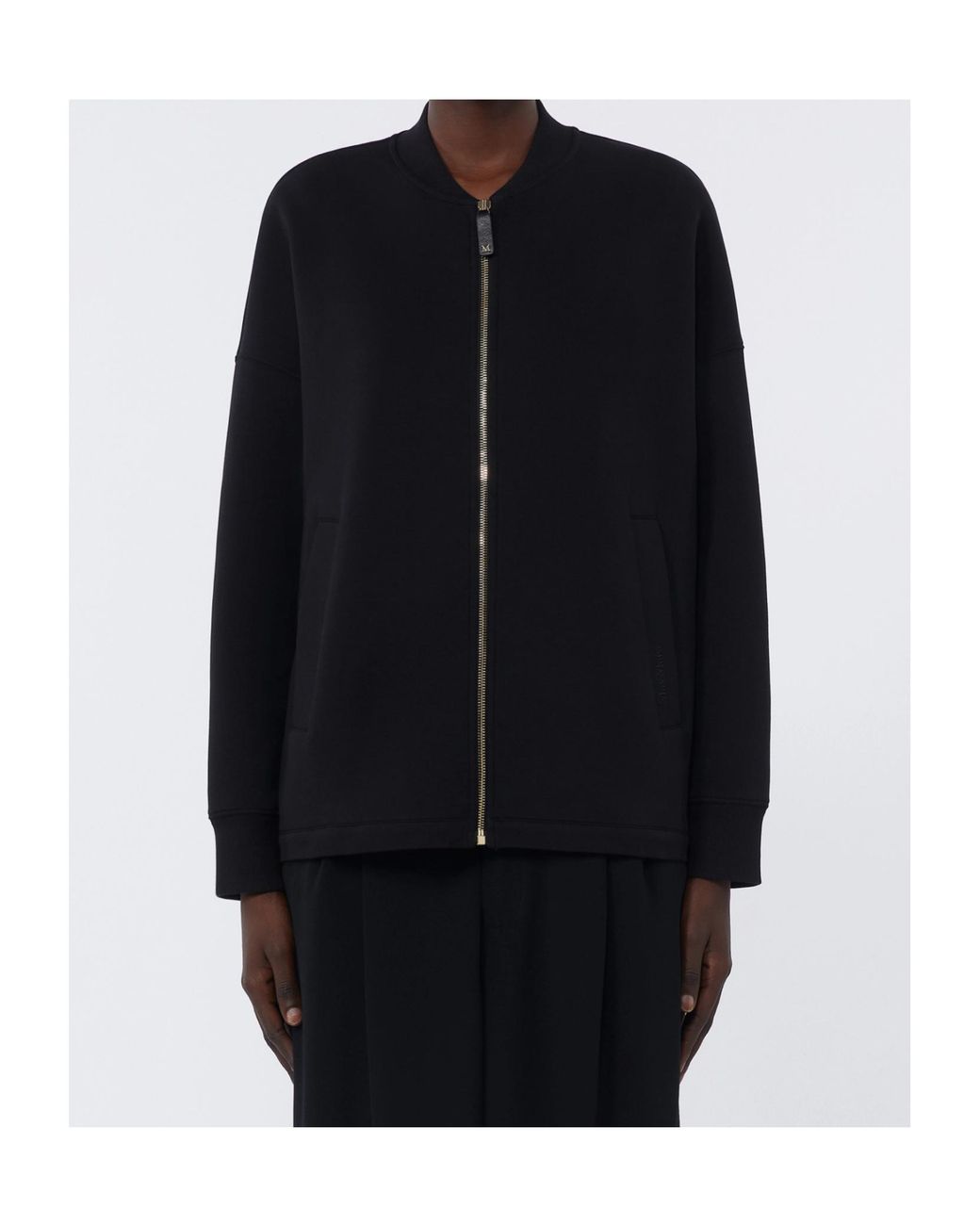Max Mara Black Cotton-Blend Zip-Up Jacket