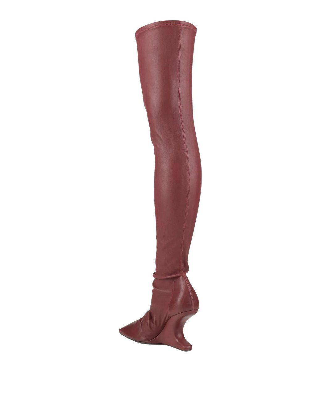 Rick Owens Red Simple Leather Knee-High Boots