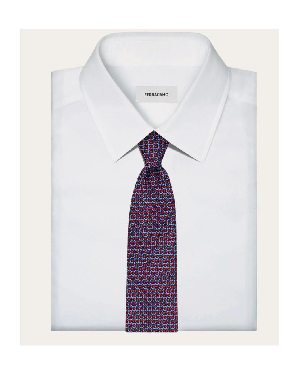 Ferragamo Purple Gancini Links Print Silk Tie for men