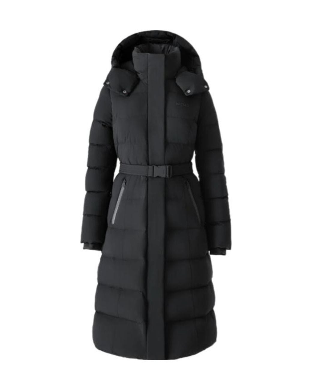 Mackage Black Coralia-City Recycled Down Coat With Storm Visor And Belt