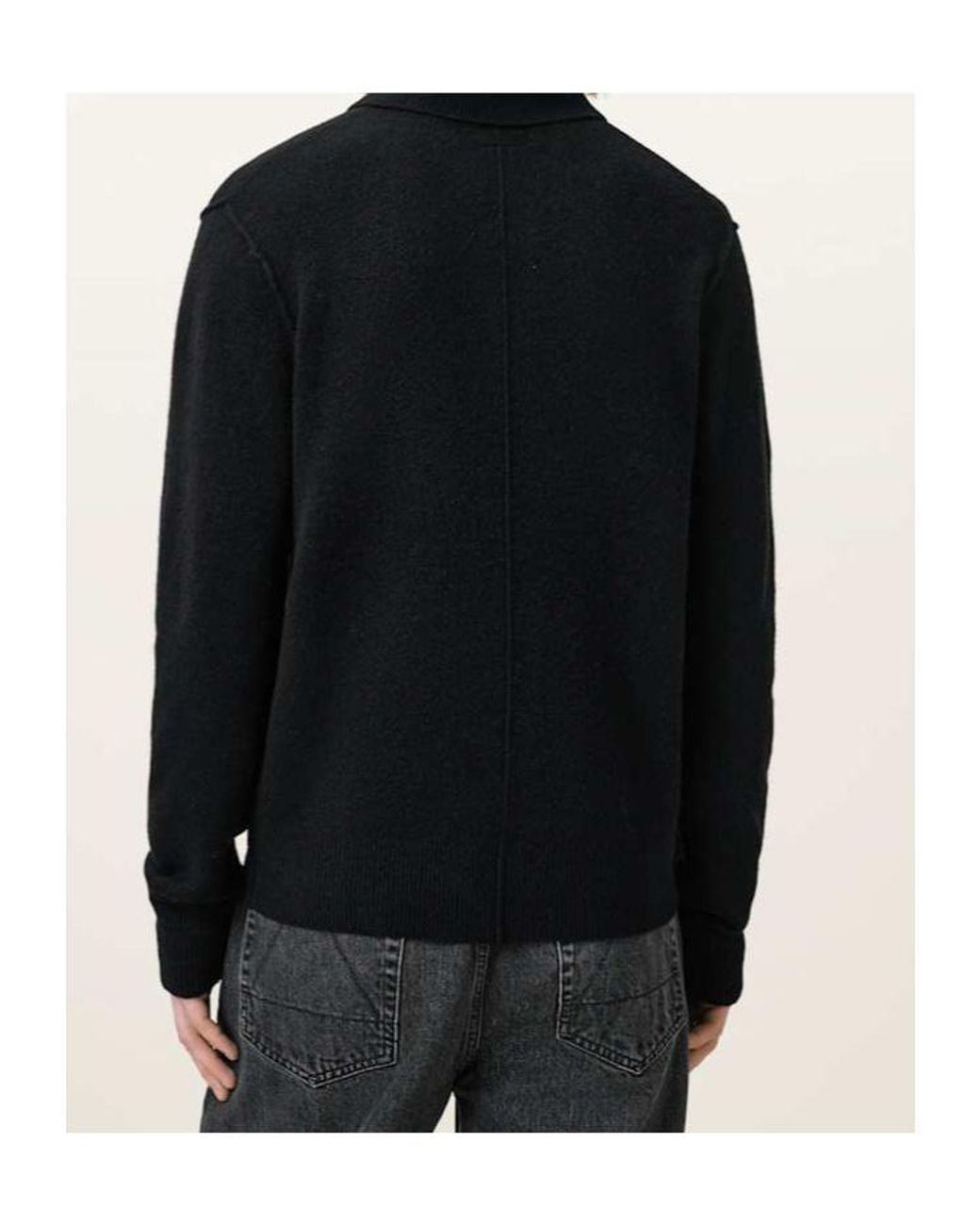 AllSaints Black Polo Knit Sweater for men