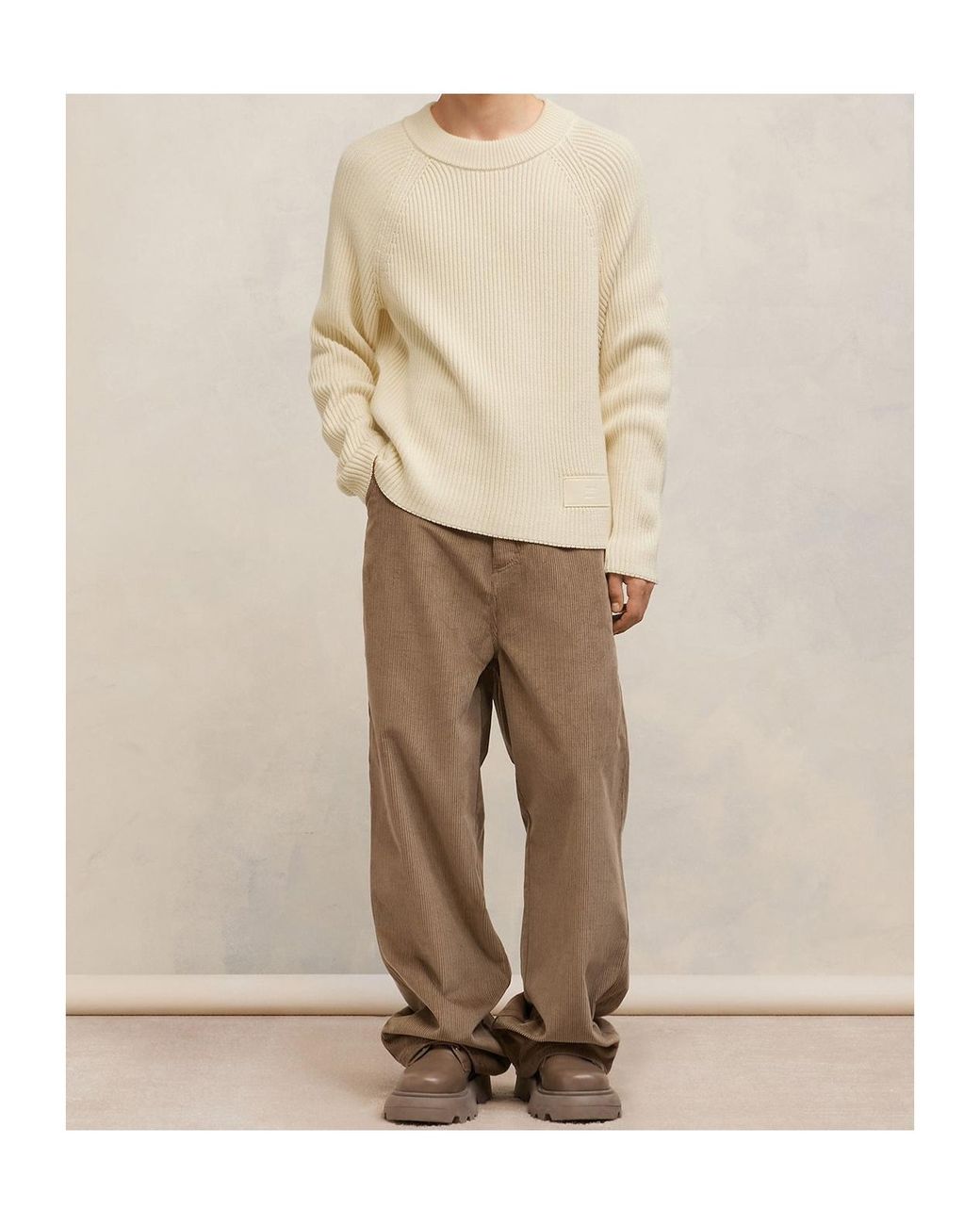 AMI Natural Ami Crewneck Knitted Jumper for men