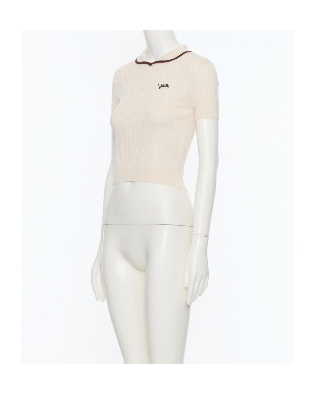 Valentino White Logo Embroidered Knitted Top