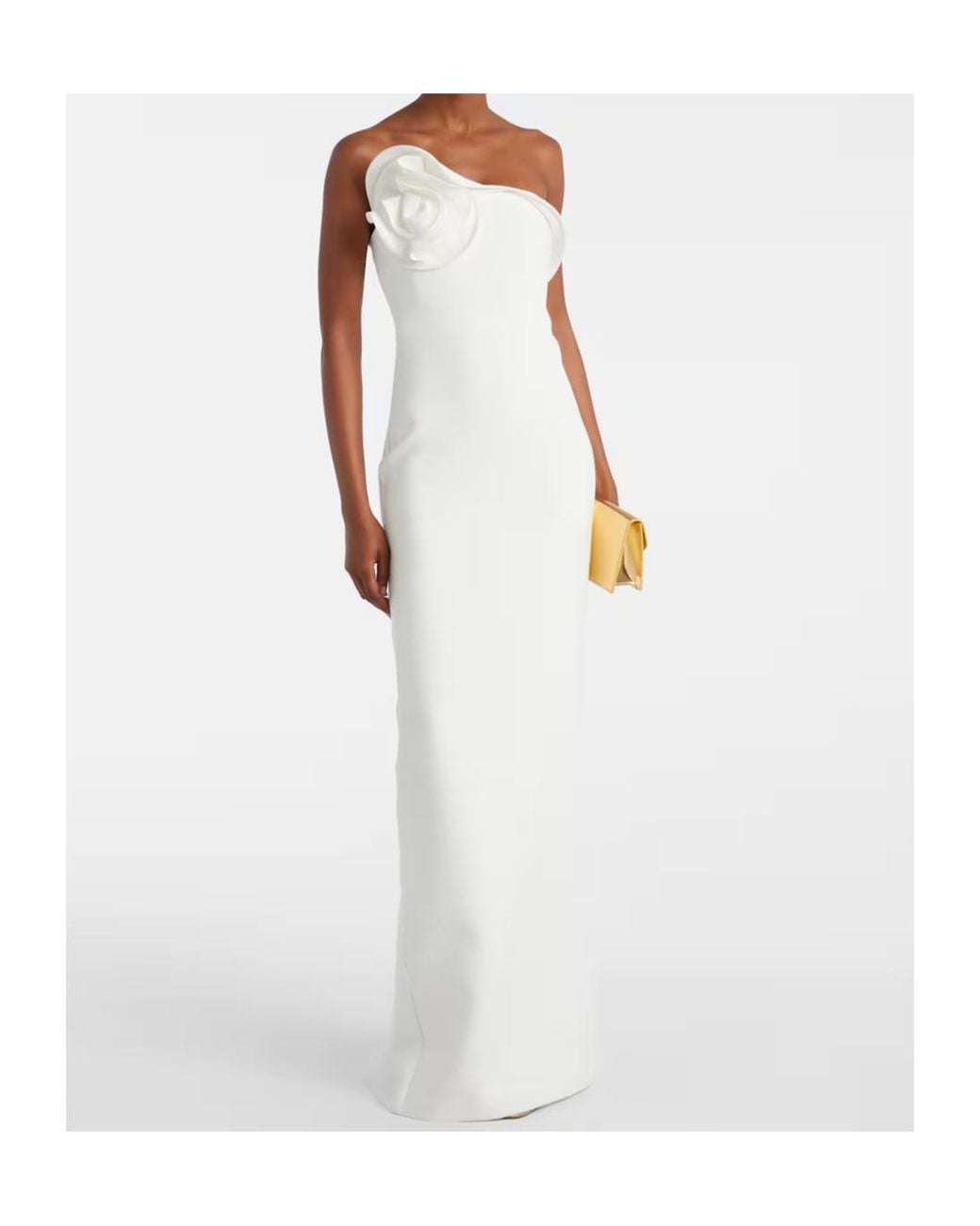 Roland Mouret White Bridal One-Shoulder Crêpe Maxi Dress