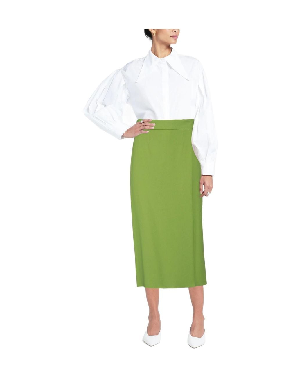 Dolce & Gabbana Green Simple Solid-Color Pencil Skirt