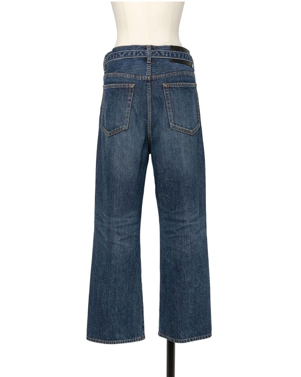 Sacai Blue Boot Cut Belted Denim Jeans