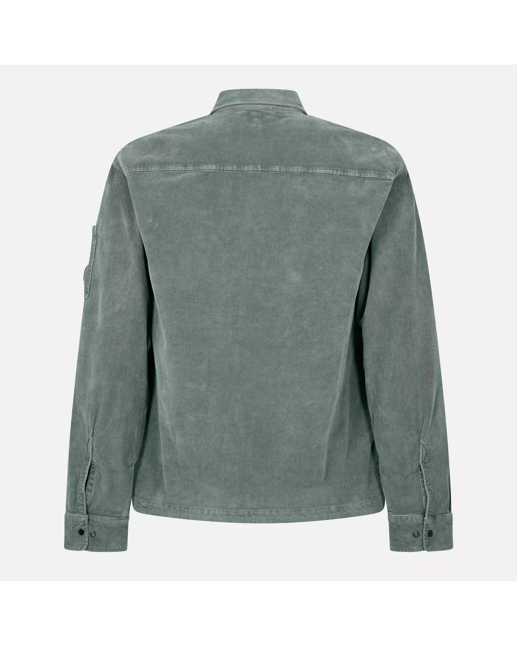 C P Company Green Corduroy Long Sleeve Zip Overshirt for men