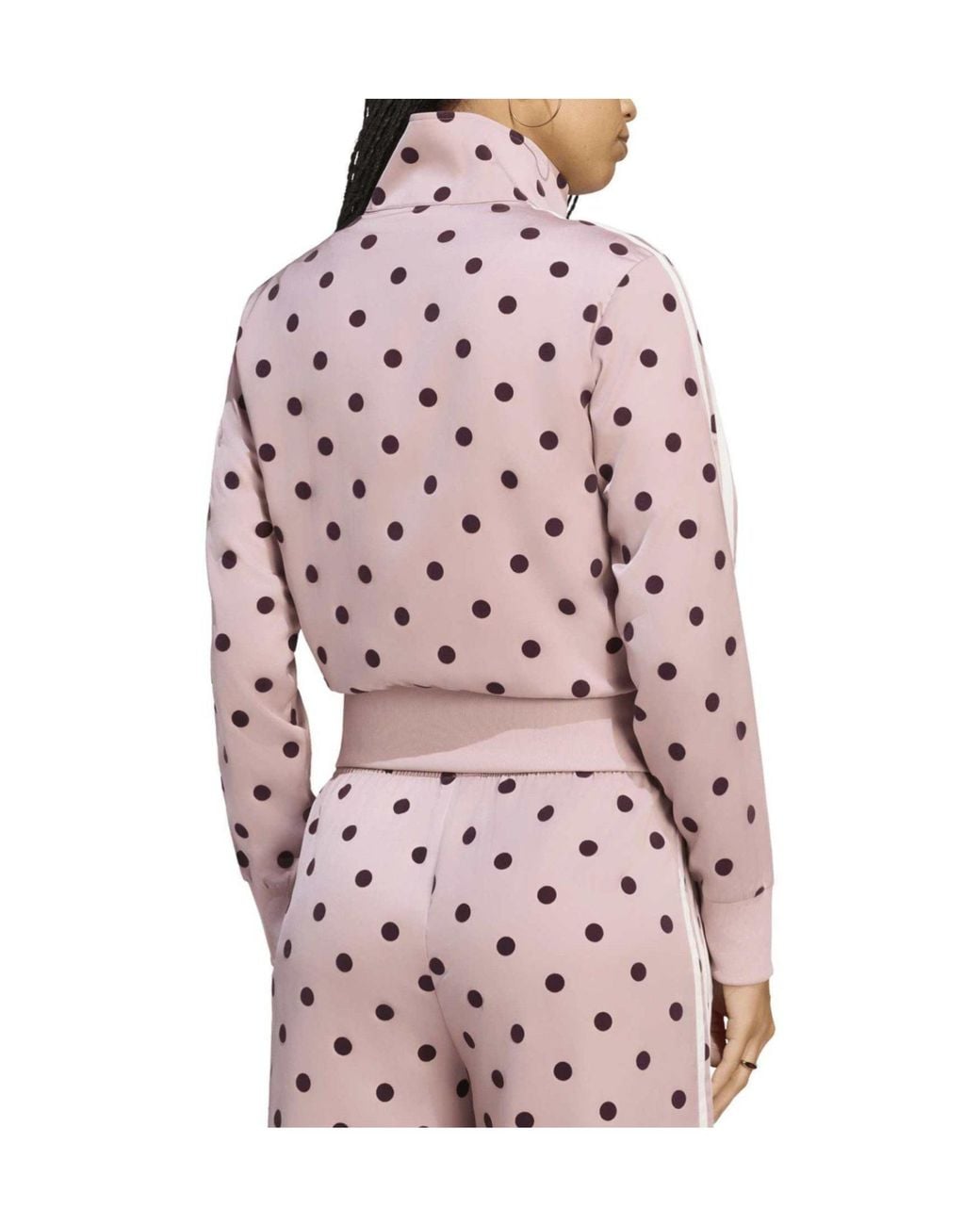 Adidas Originals Pink Polka Dot Zip-Up Cropped Jacket