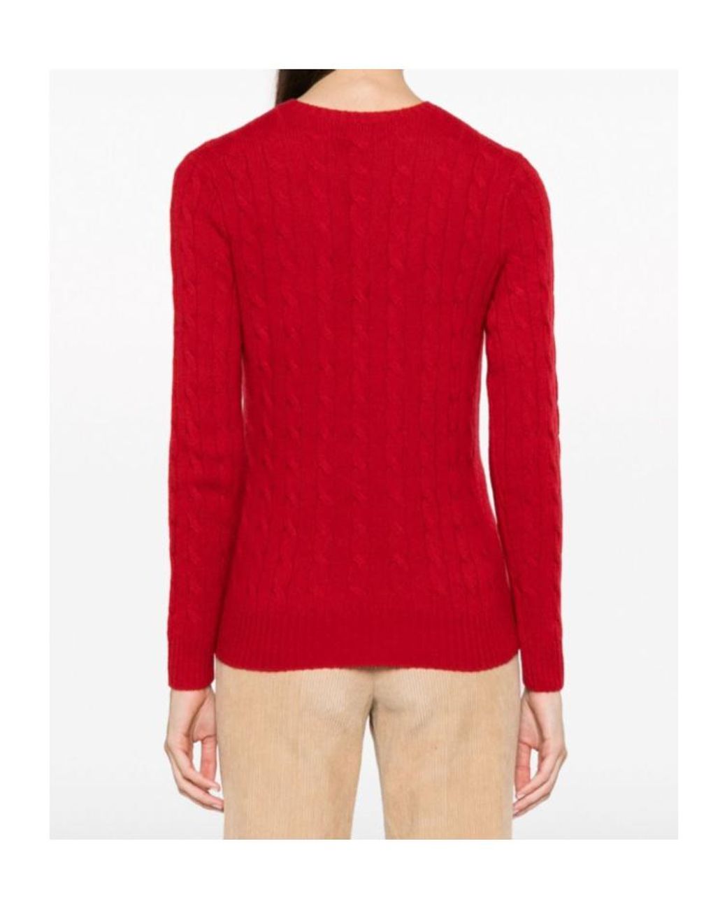 Polo Ralph Lauren Red Julianna Cable-Knit Jumper