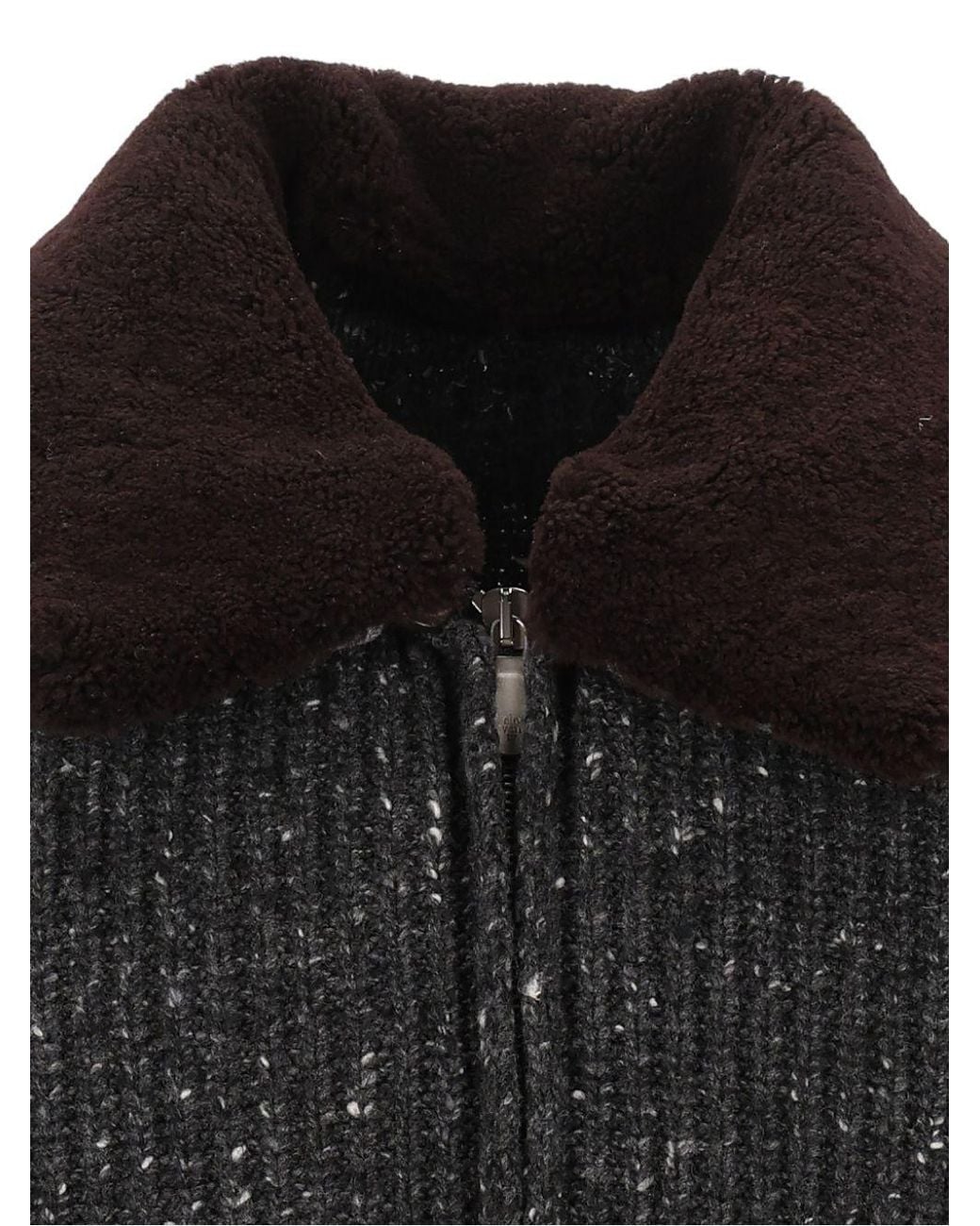 Eleventy Black Textured Full-Zip Knitted Jacket for men